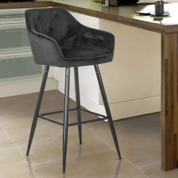 Scaun de bar Mebel Elite 5718245 Catifea / Metal / Black photo 2