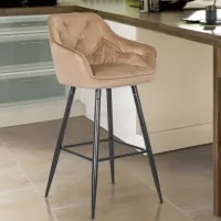 Scaun de bar Mebel Elite 5718355 Catifea / Metal / Beige photo 2