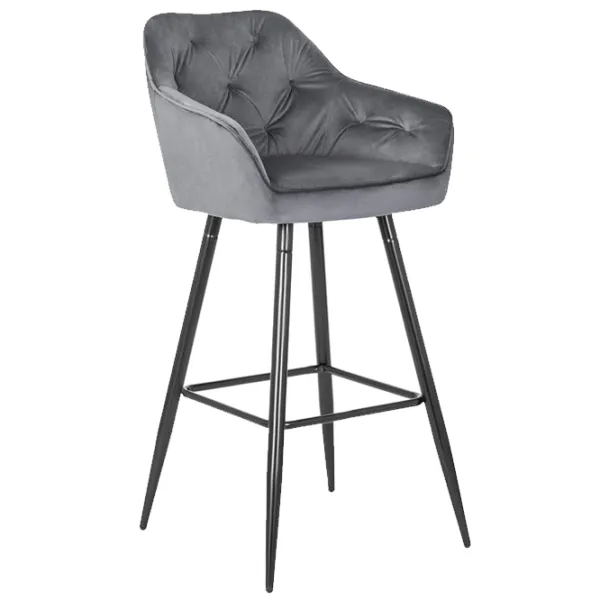 Барный стул Mebel Elite 5718185 Бархат / Металл / Grey photo 1 Барный стул Mebel Elite 5718185 Бархат / Металл / Grey photo 1
