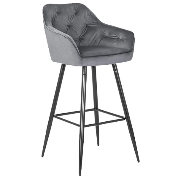 Барный стул Mebel Elite 5718185 Бархат / Металл / Grey photo 1 Барный стул Mebel Elite 5718185 Бархат / Металл / Grey photo 1