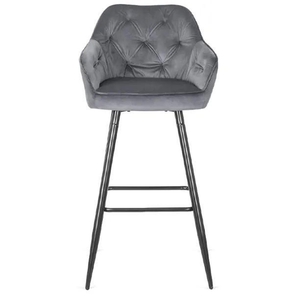 Барный стул Mebel Elite 5718185 Бархат / Металл / Grey photo 2 Барный стул Mebel Elite 5718185 Бархат / Металл / Grey photo 2