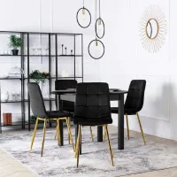 Кухонный стул Mebel Elite York Велюр/ Черный Золотой photo 2