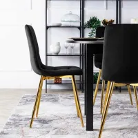 Кухонный стул Mebel Elite York Велюр/ Черный Золотой photo 4