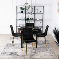Кухонный стул Mebel Elite York Велюр/ Черный Золотой photo 5
