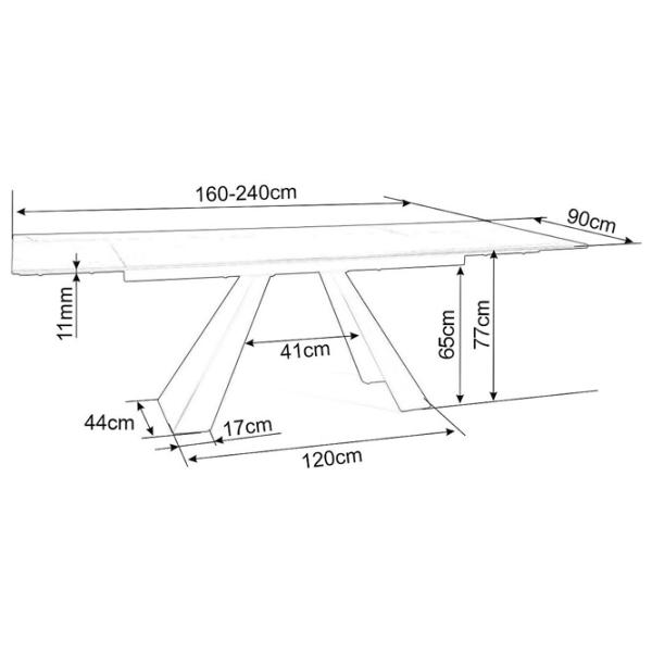 Кухонный стол раскладной Signal Salvadore 160 Керамика/ Marble Gray photo 4 Кухонный стол раскладной Signal Salvadore 160 Керамика/ Marble Gray photo 4