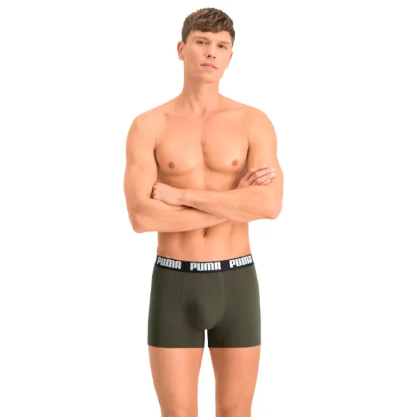 Tрусы для мужчин Puma Basic Boxer 2P S / Тёмно-зелёный photo 1