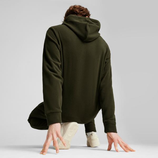 Hanorac pentru bărbați Puma Ess Elevated Polarfleece Hoodie  Drept / Dark Olive photo 4