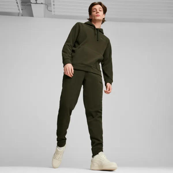 Hanorac pentru bărbați Puma Ess Elevated Polarfleece Hoodie  Drept / Dark Olive photo 5