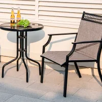 Scaun de grădină Costway NP11362CF-2 Metal / Pânză / Brown Black photo 2