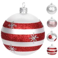 Игрушки для ёлки Christmas 45851 10 см / Белый, красный