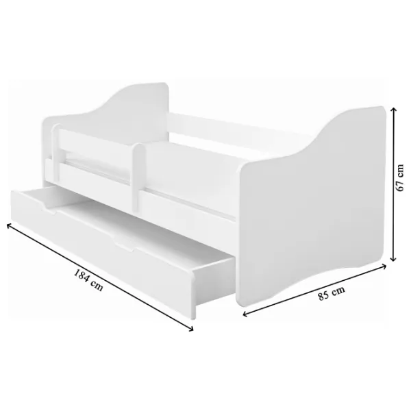 Pat pentru copii ACMA Meble Acma III Happy 80 x 180 cm / PAL / White photo 4 Pat pentru copii ACMA Meble Acma III Happy 80 x 180 cm / PAL / White photo 4