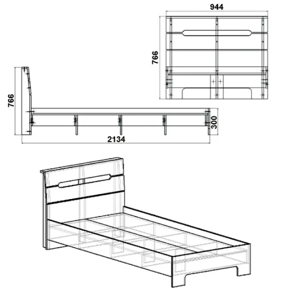 Кровать KompaniT Stil 90 x 200 см / ЛДСП / Белый photo 2 Кровать KompaniT Stil 90 x 200 см / ЛДСП / Белый photo 2