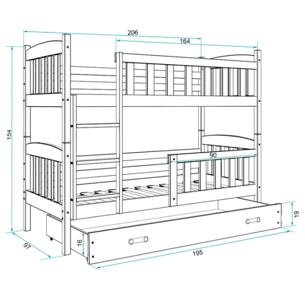 Pat pentru copii BMS Group Kubus 90 x 200 cm / Masiv / White photo 4