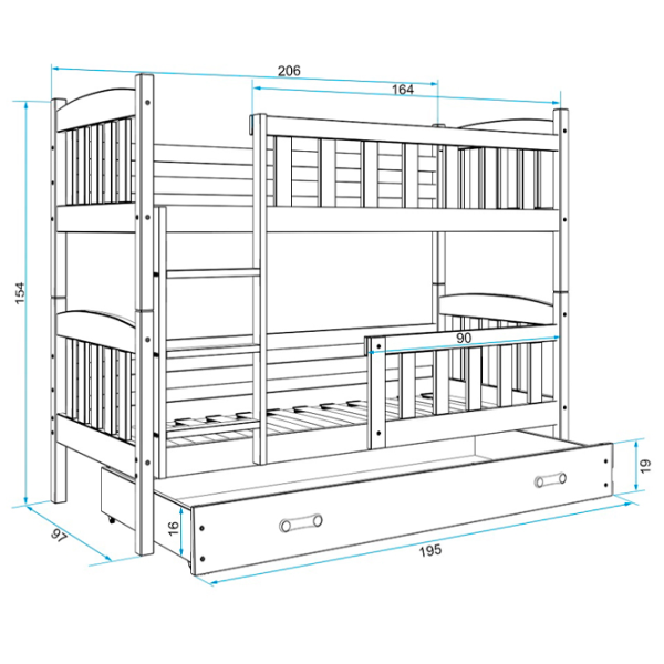 Pat pentru copii BMS Group Kubus 90 x 200 cm / Masiv / White photo 4