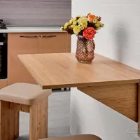 Masă de bucătărie extensibilă Ambianta Tina PAL melaminat/ Beige