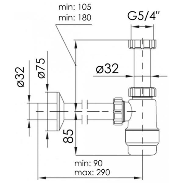 Sifon pentru lavoar Imprese SWW290180032 32 mm / Polipropilenă photo 2