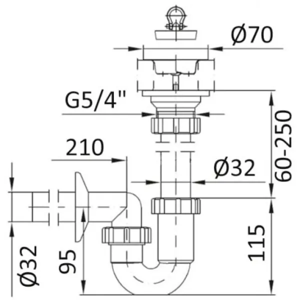 Сифон для раковины Imprese SWB000365032 32 мм / Полипропилен photo 2