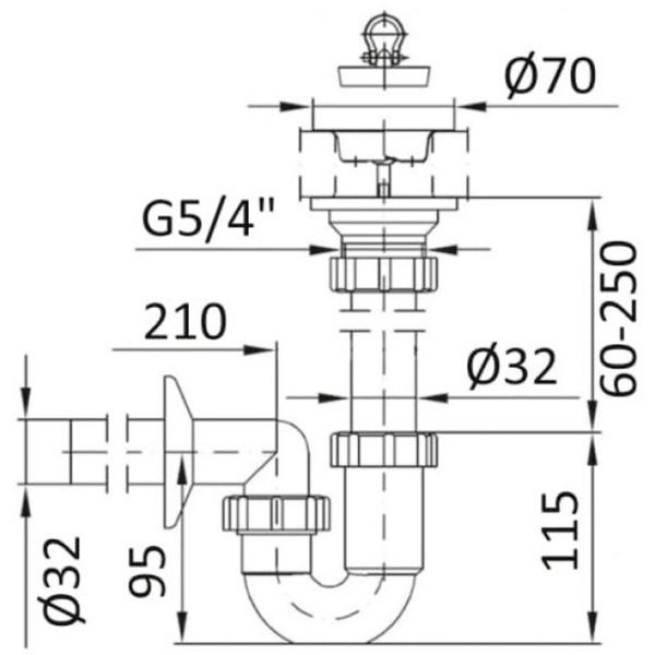 Сифон для раковины Imprese SWB000365032 32 мм / Полипропилен photo 2