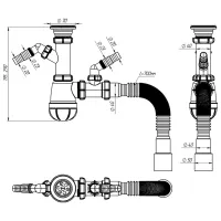 Сифон для раковины Aquant B3015-25-MR 70 мм / Полипропилен photo 2