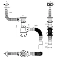 Сифон для раковины Aquant B0165-25-MR 70 мм / Полипропилен photo 3