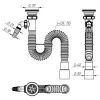 Sifon pentru lavoar Aquant F303-60-MR 50 mm / Inox photo 3