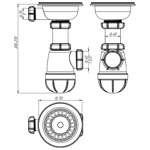 Sifon pentru lavoar Aquant B0143-29-MR 113 mm / Inox photo 2