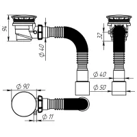Sifon pentru cada-duș Aquant V505-40-MR 60 mm / Inox photo 2