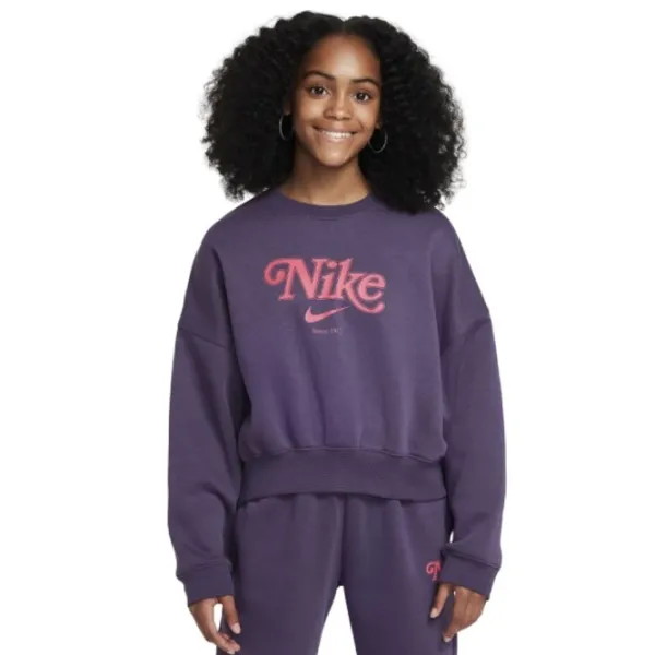 Толстовка для девочек Nike Nsw Trend Fleece Cropped Crew L / Пурпурный photo 3 Толстовка для девочек Nike Nsw Trend Fleece Cropped Crew L / Пурпурный photo 3