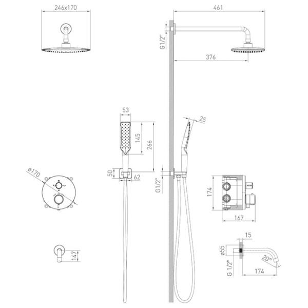 Set pentru duș Volle Sistema P Metal /  photo 2 Set pentru duș Volle Sistema P Metal /  photo 2