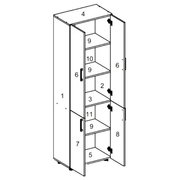 Dulap cu polițe Pehotin ШД-3 188.6 x 36.6 x 60 / PAL / Somona Oak photo 4