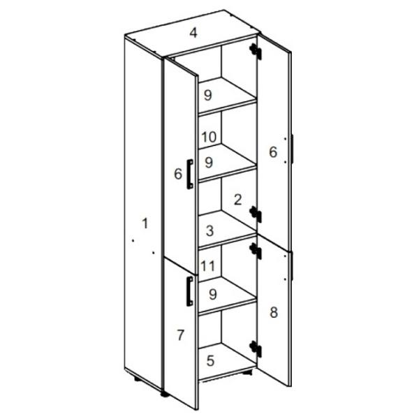 Dulap cu polițe Pehotin ШД-3 188.6 x 36.6 x 60 / PAL / Somona Oak photo 4