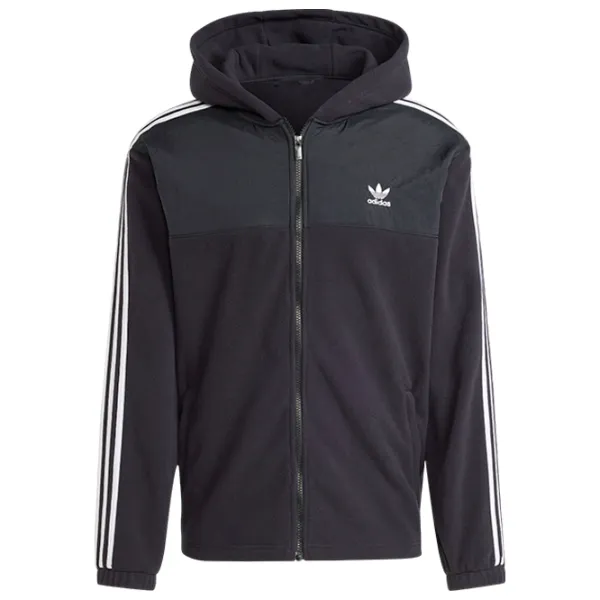 Hanorac pentru bărbați Adidas Adicolor 3-Stripes Teddy Fleece  Drept / Black photo 1