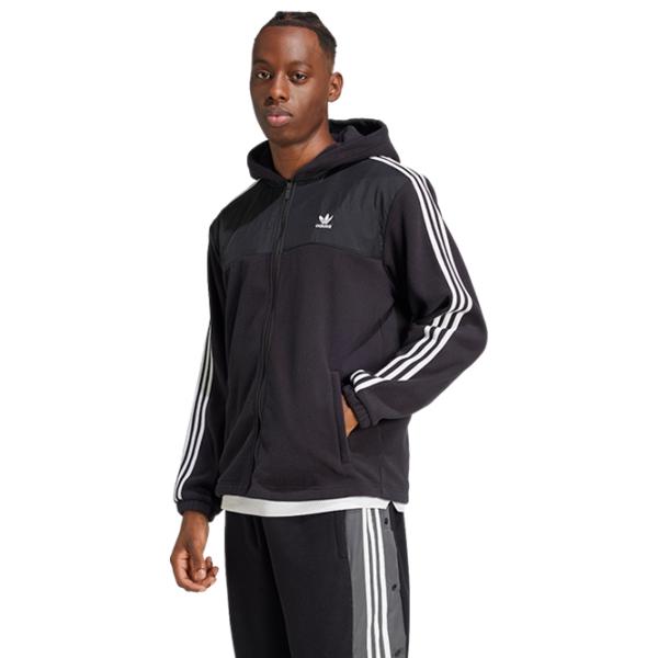 Hanorac pentru bărbați Adidas Adicolor 3-Stripes Teddy Fleece  Drept / Black photo 2