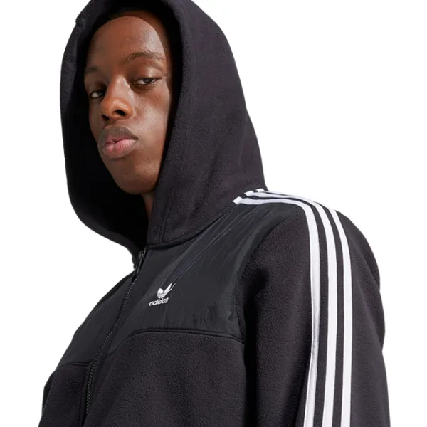 Hanorac pentru bărbați Adidas Adicolor 3-Stripes Teddy Fleece  Drept / Black photo 4