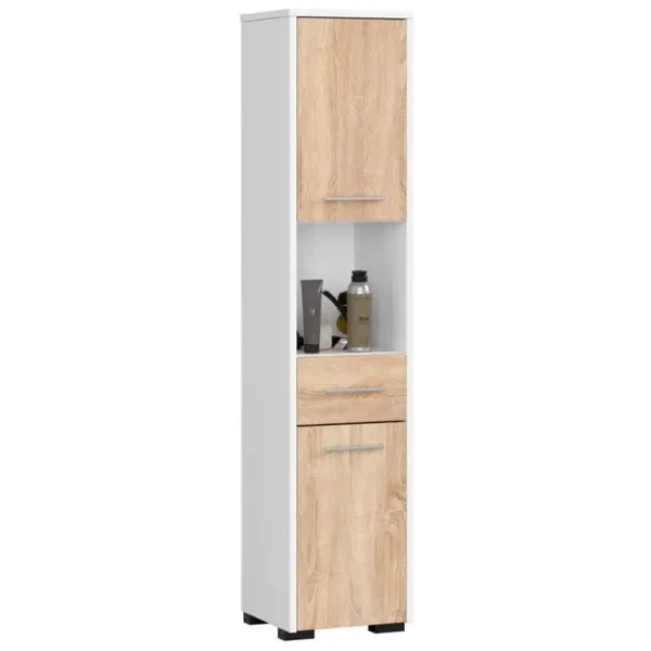 Dulap penal Akord Fin 30 2D1SZ1W Pe podea / PAL / White - Sonoma oak photo 1