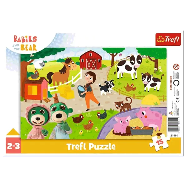 Puzzle Trefl Babies and the Bear 2+/ Numărul de piese: 15 photo 1