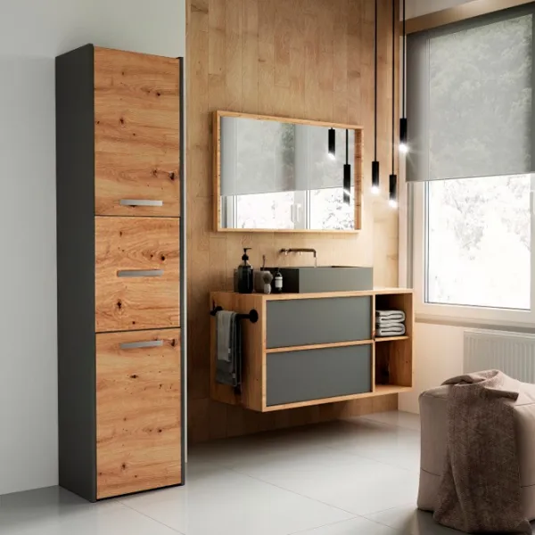 Шкаф пенал TopEshop S43 Напольная / ЛДСП / Антрацит - Дуб артизан photo 3