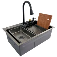 Chiuvetă SanDonna HD6850 68 x 50 / Oțel inoxidabil / Black