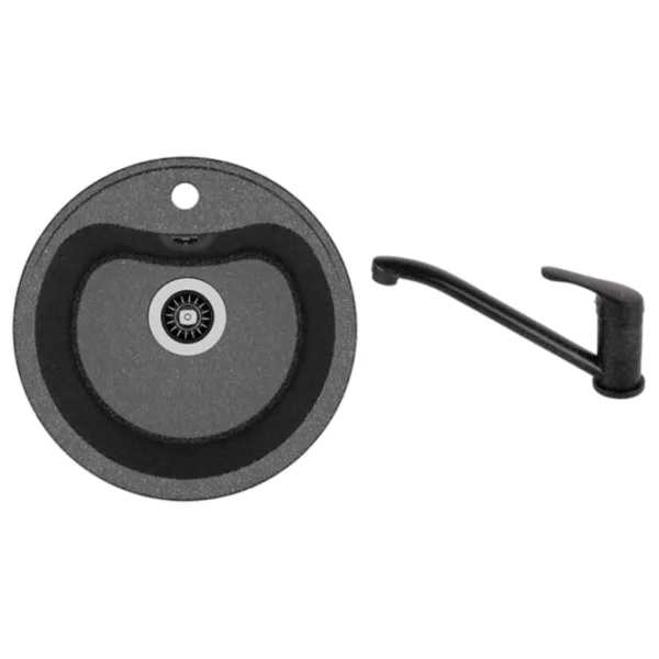 Chiuvetă Dr.Gans Set Dora + F1066 43.5 x 43.5 / Piatră artificială / Black photo 1