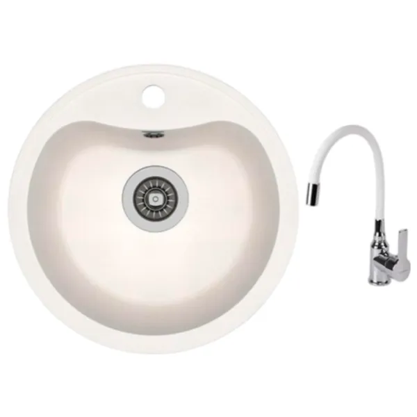 Chiuvetă Dr.Gans Set Dora + F1066 43.5 x 43.5 / Piatră artificială / White photo 1