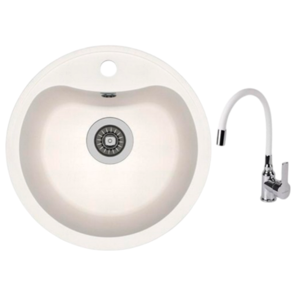 Chiuvetă Dr.Gans Set Dora + F1066 43.5 x 43.5 / Piatră artificială / White photo 1