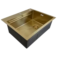 Кухонная мойка SanDonna HD6050 60 x 50 / Нержавеющая сталь / Золото photo 5
