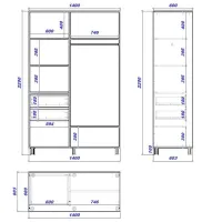 Dulap Mobildor-Lux Aron K 140 x 60 x 210 / PAL / Stejar Sonoma photo 3