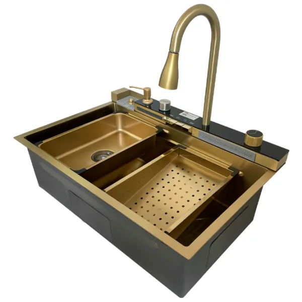 Chiuvetă SanDonna HD7550 75 x 50 / Oțel inoxidabil / Gold photo 3 Chiuvetă SanDonna HD7550 75 x 50 / Oțel inoxidabil / Gold photo 3