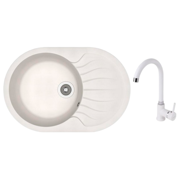 Chiuvetă Dr.Gans Set Berta 760 + F7073 76 x 51 / Piatră artificială / White photo 1