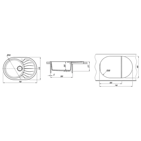 Chiuvetă Dr.Gans Set Berta 760 + F7073 76 x 51 / Piatră artificială / White photo 8