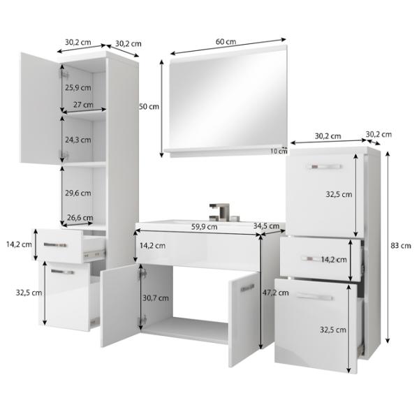 Наборы мебели для ванной комнаты Bratex 5498209 ЛДСП / White photo 5