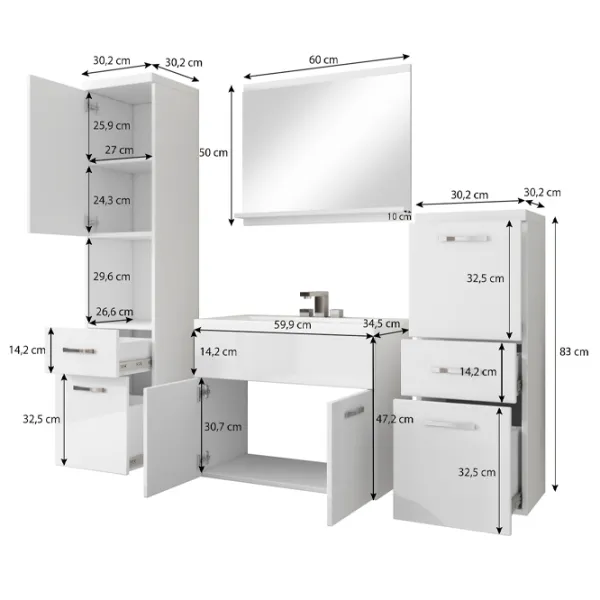 Наборы мебели для ванной комнаты Bratex 5498192 ЛДСП / White photo 4