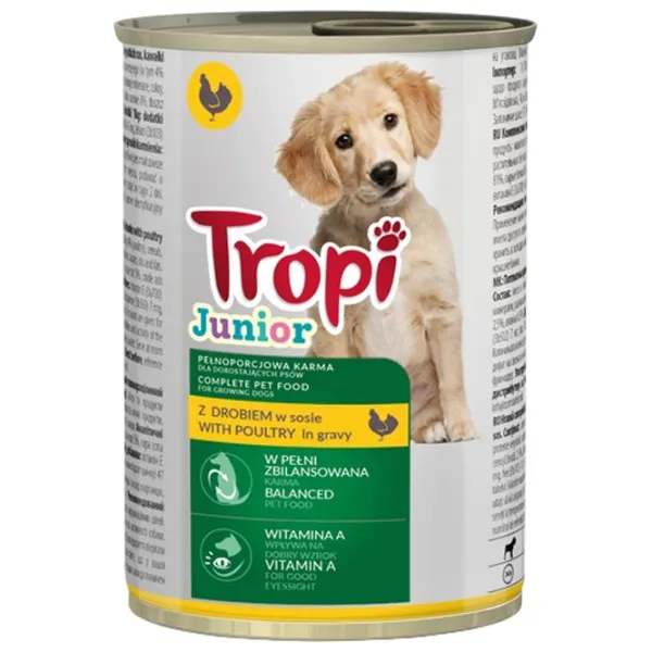 Корм для собак влажный Tropi Junior  0.415 кг / Курица photo 1 Корм для собак влажный Tropi Junior  0.415 кг / Курица photo 1