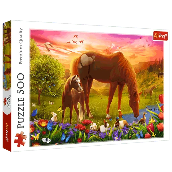 Puzzle Trefl Horses in the Meadow 10+/ Количество деталей: 500 photo 1